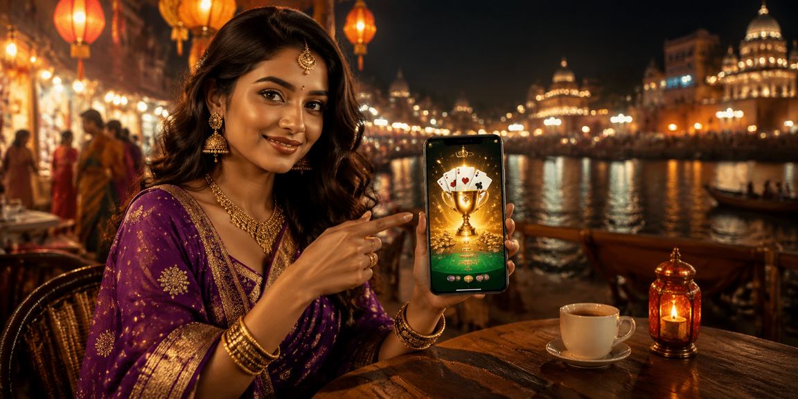 Indian player enjoying Andar Bahar game on mobile device